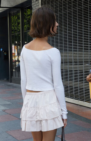 Beige Mayson Off-The-Shoulder Long Sleeve Top image number 3