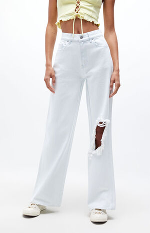 Light Blue Ripped High Waisted Baggy Jeans image number 5