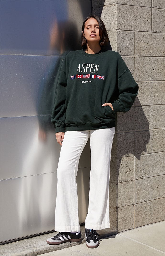 John Galt Black Aspen Crew Neck Sweatshirt | PacSun