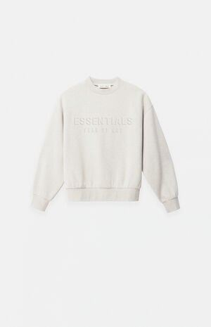 Kids Heather Oatmeal Embossed Classic Crew Neck Sweatshirt image number 1
