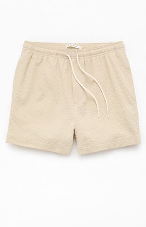 Tan Sail Seersucker 4.5" Swim Trunks