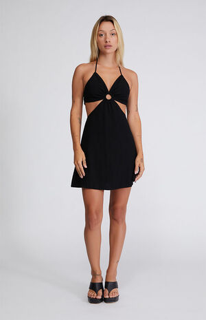 La Hearts O Ring Linen Halter Mini Dress Pacsun