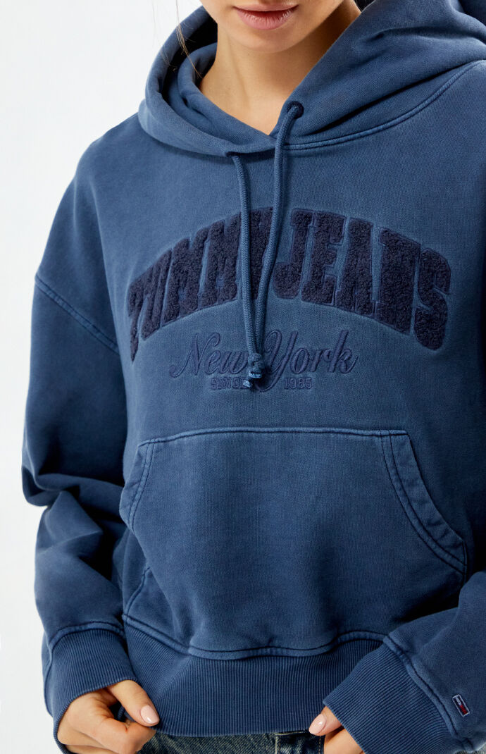 Tommy Jeans Garment Dye Varsity Boxy Cropped Hoodie | PacSun Tommy Jeans Garment Dye Varsity Boxy Cropped Hoodie | PacSun