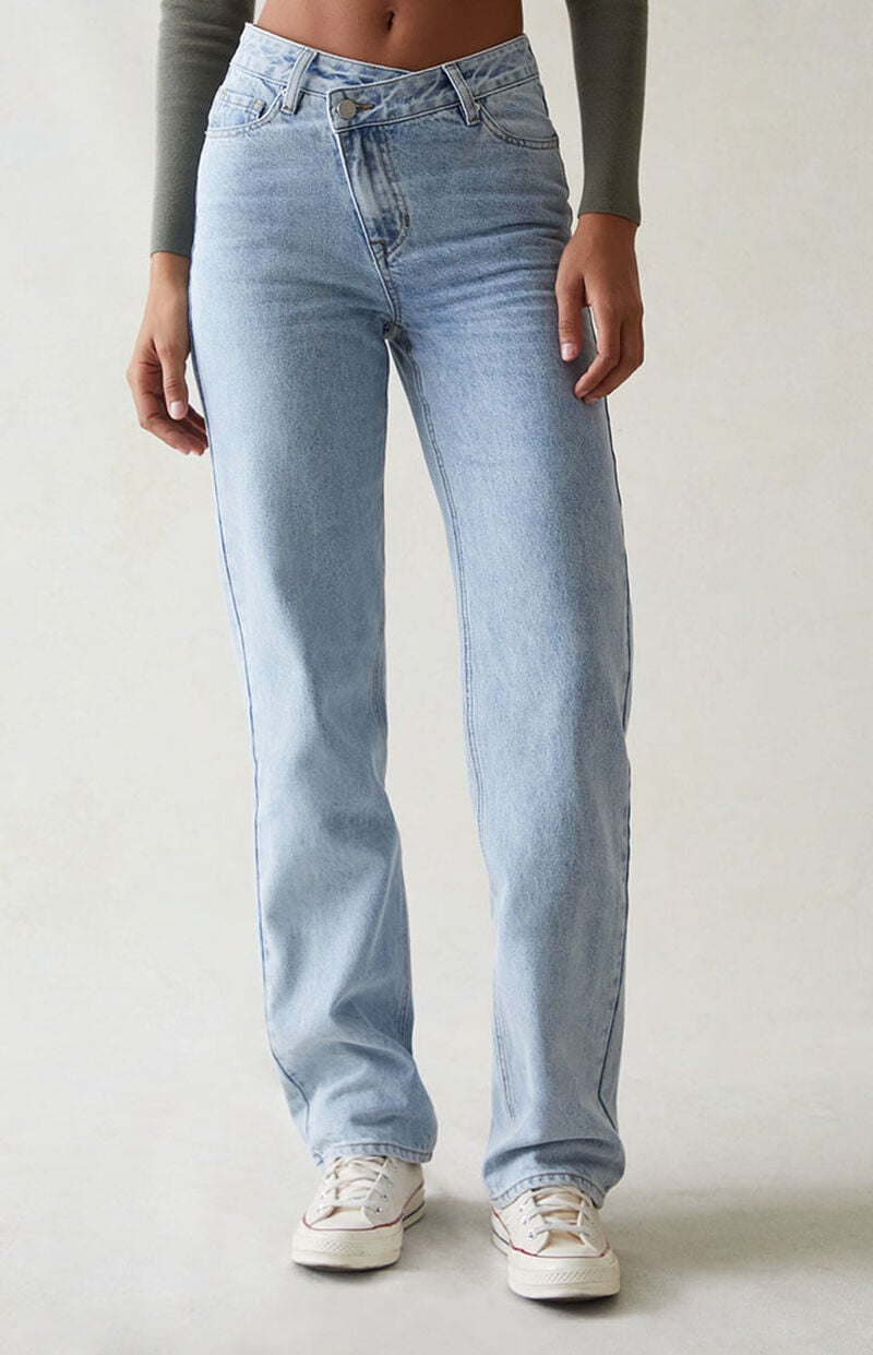 PacSun Light Indigo Asymmetrical '90s Boyfriend Jeans