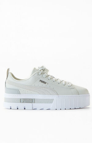 Women's Gray Mayze Leather Sneakers image number 1