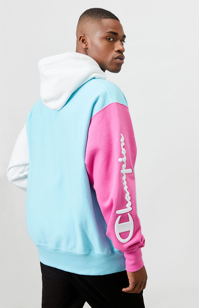 Teal and pink champion sweatshirt on sale