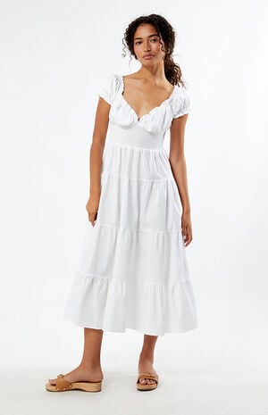 Puff Sleeve Smocked Midi Dress image number 1