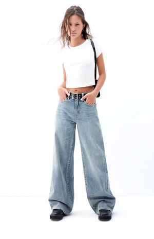 Jessie Medium Indigo High Waisted Baggy Jeans image number 2