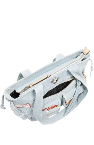 Blue Denim Multi Patch Tote Bag image number 7