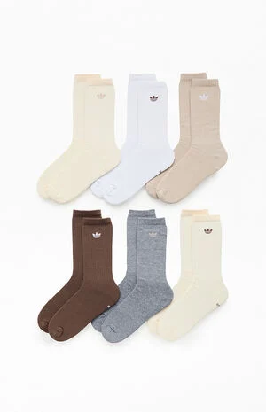 6 Pack Originals Neutral Trefoil Crew Socks image number 1