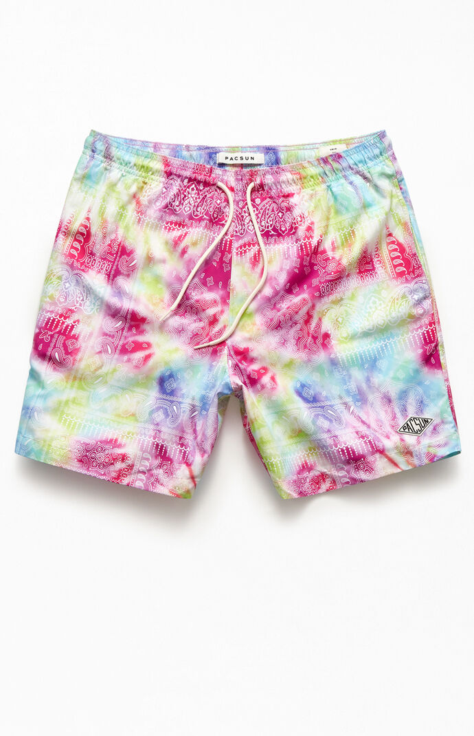 Dye Effect Paisley 17" Swim Trunks