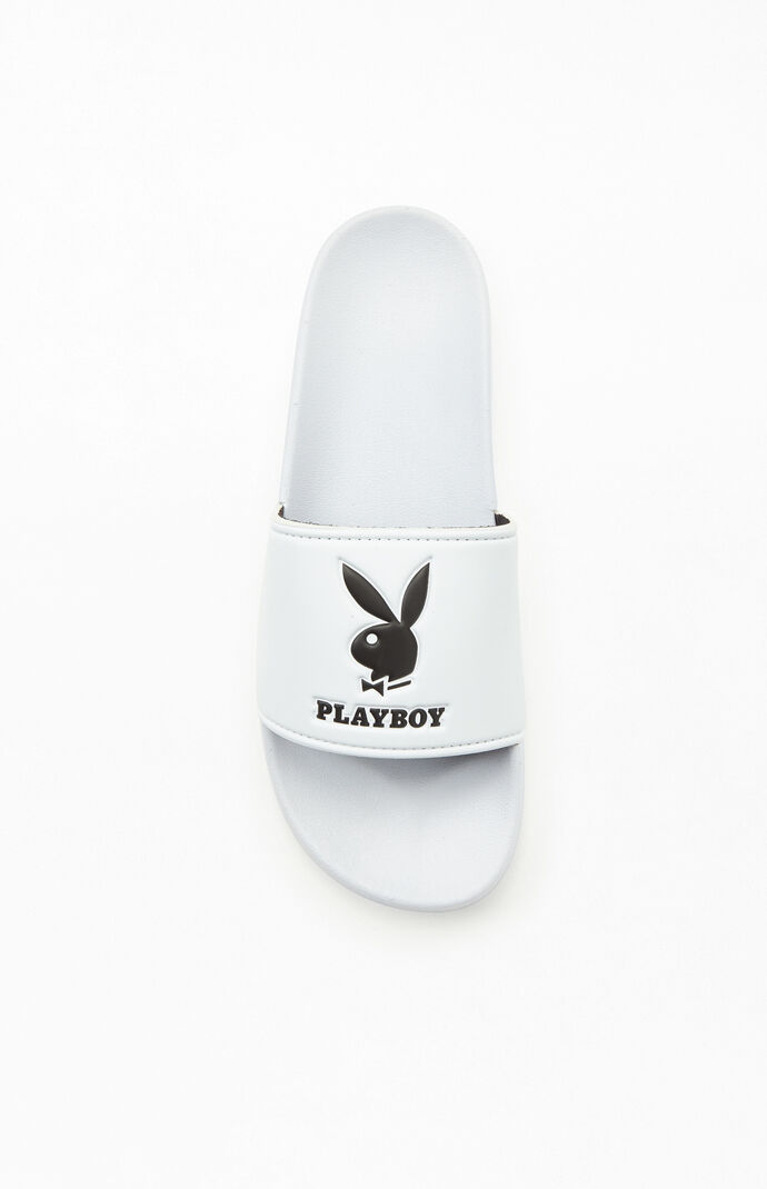 x Playboy White Slide Sandals