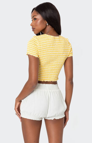 Orange Smocked Gingham Top image number 5