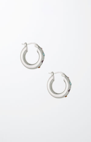 Crystal Rainbow Hoop Earrings image number 2