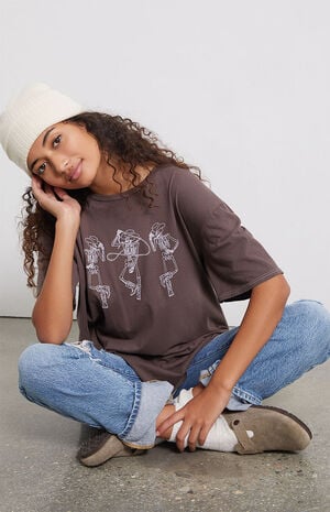 Cowboy Skeleton Oversized T-Shirt image number 1