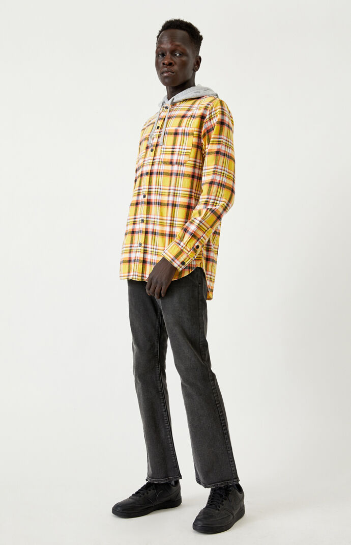 Hooded Plaid Flannel Shirt