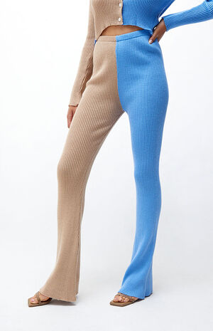 Blue & White Colorblocked Leggings image number 1