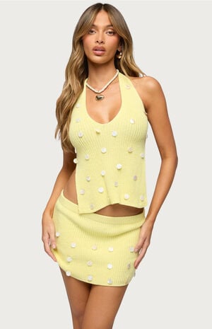 Lylah Backless Charm Knit Halter Top image number 1