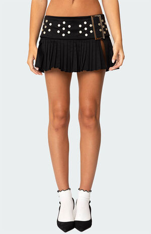 Roxy Side Slit Pleated Mini Skirt image number 2