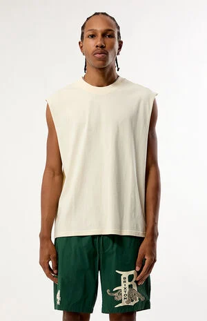 Cream Cut Off Muscle T-Shirt image number 1