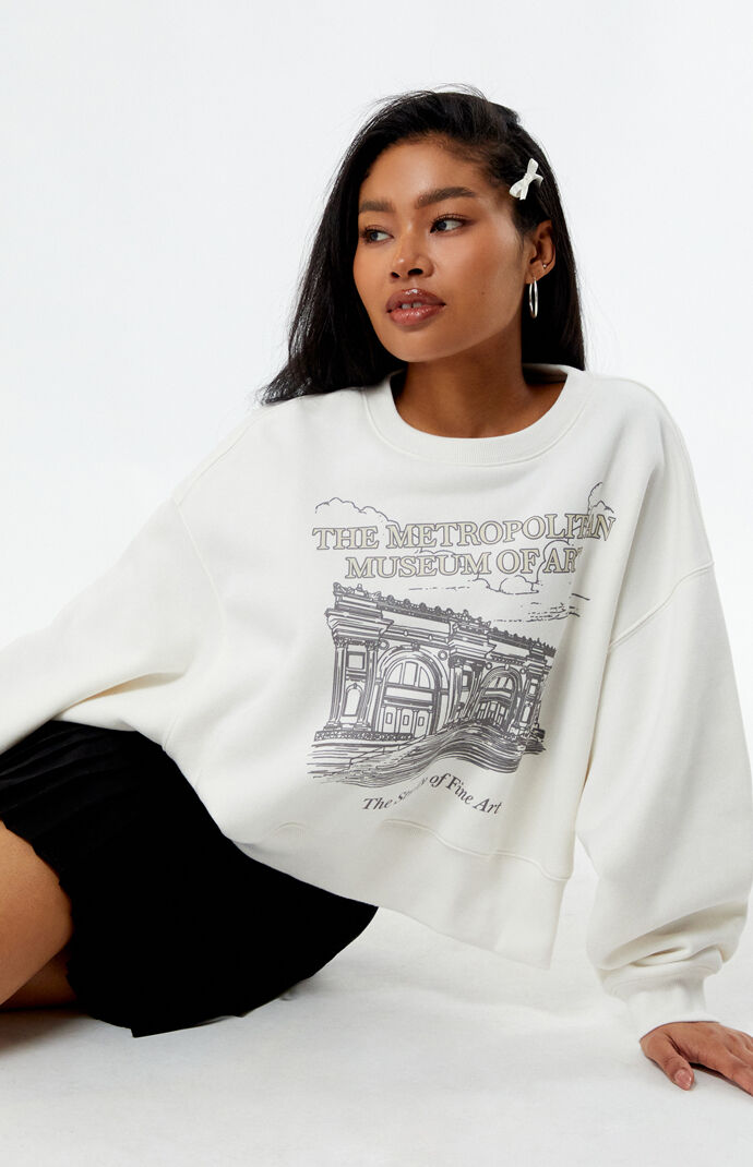 The Met Women s x Pacsun Fine Art Sketch Crew Neck Sweatshirt in Off White Size Xs