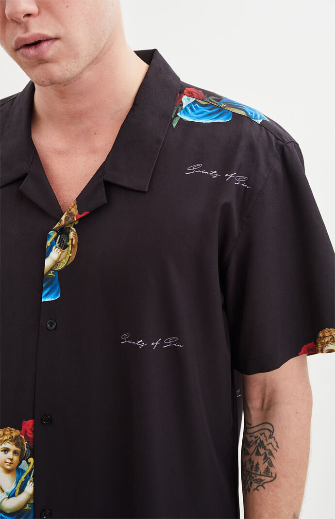 Angel Short Sleeve Button Up Shirt