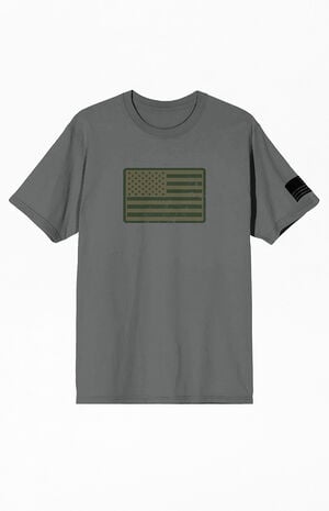 Gray America Straight & Wavy Flags T-Shirt image number 1