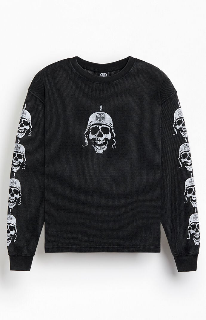 West Coast Choppers Skull Waffle Knit Long Sleeve Shirt