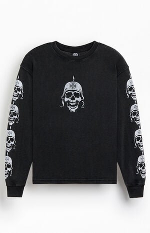 Skull Waffle Knit Long Sleeve Shirt image number 1