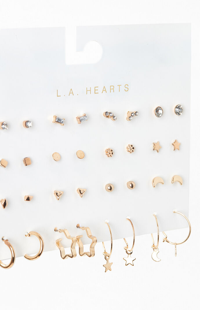 La Hearts 16 Pack Star And Moon Earrings 2024 www.prevatthistory
