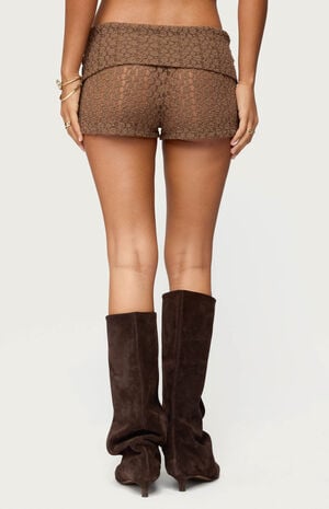 Rye Sheer Textured Fold Over Shorts image number 3