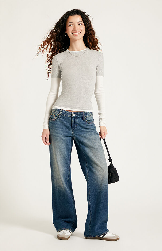 Pacsun Zoe Low Rise Girlfriend Jeans Medium Indigo