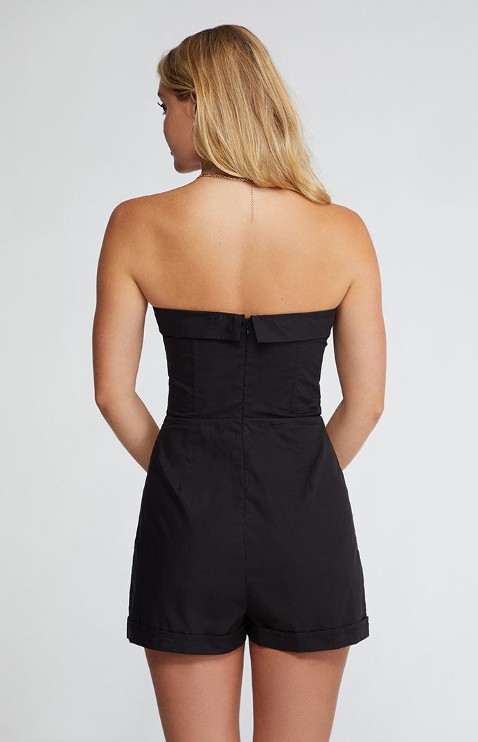 Black strapless sales romper shorts