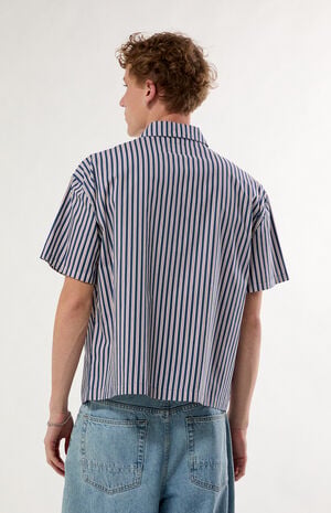 Striped Boxy Short Sleeve Button Down Shirt image number 4