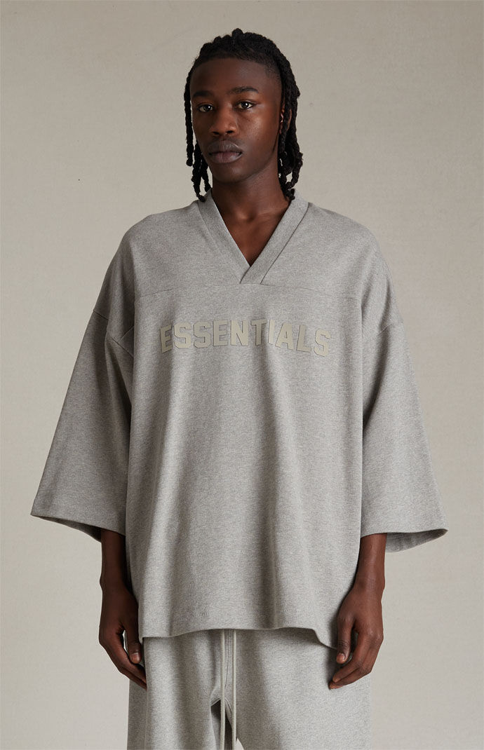 Fear of God Essentials Dark Heather Oatmeal Heavy Football T
