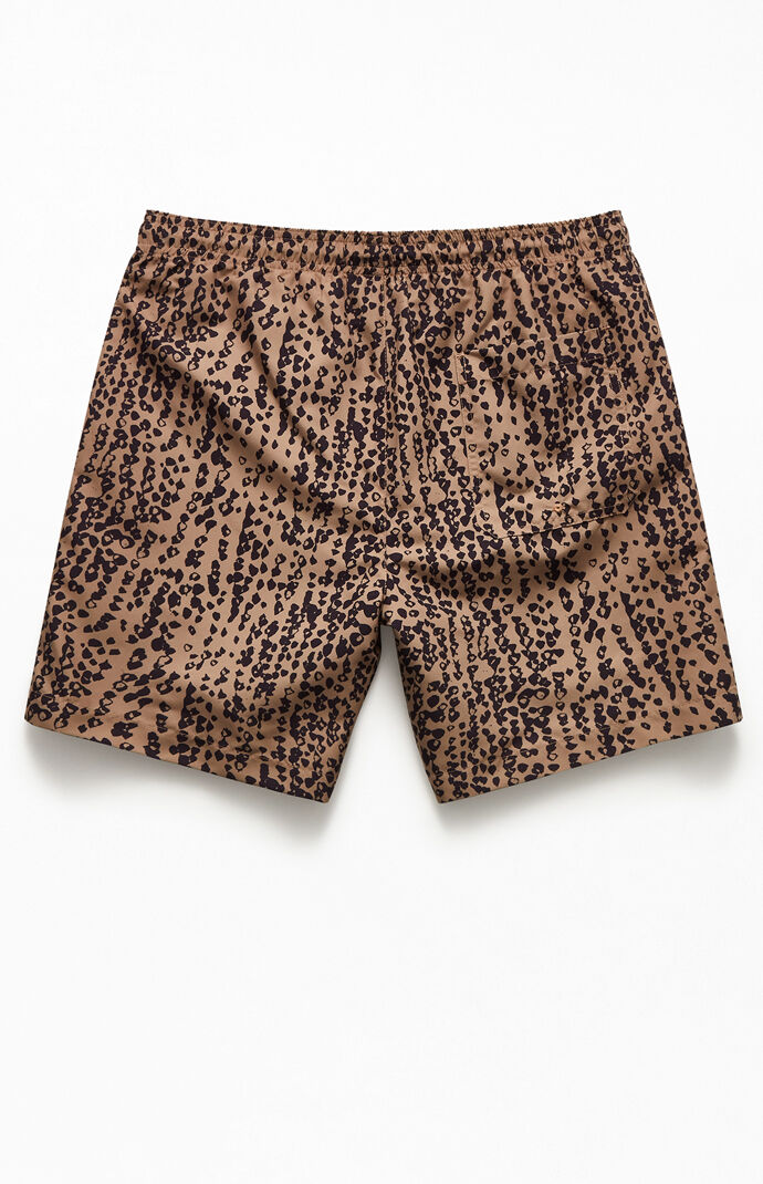 Tan Leopard 17" Swim Trunks