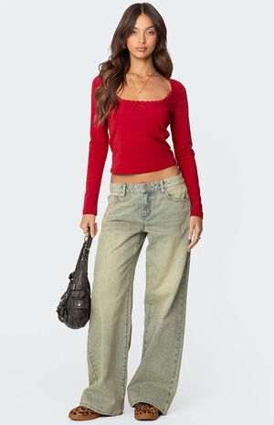 Mora Lace Trim Ribbed T-Shirt image number 2