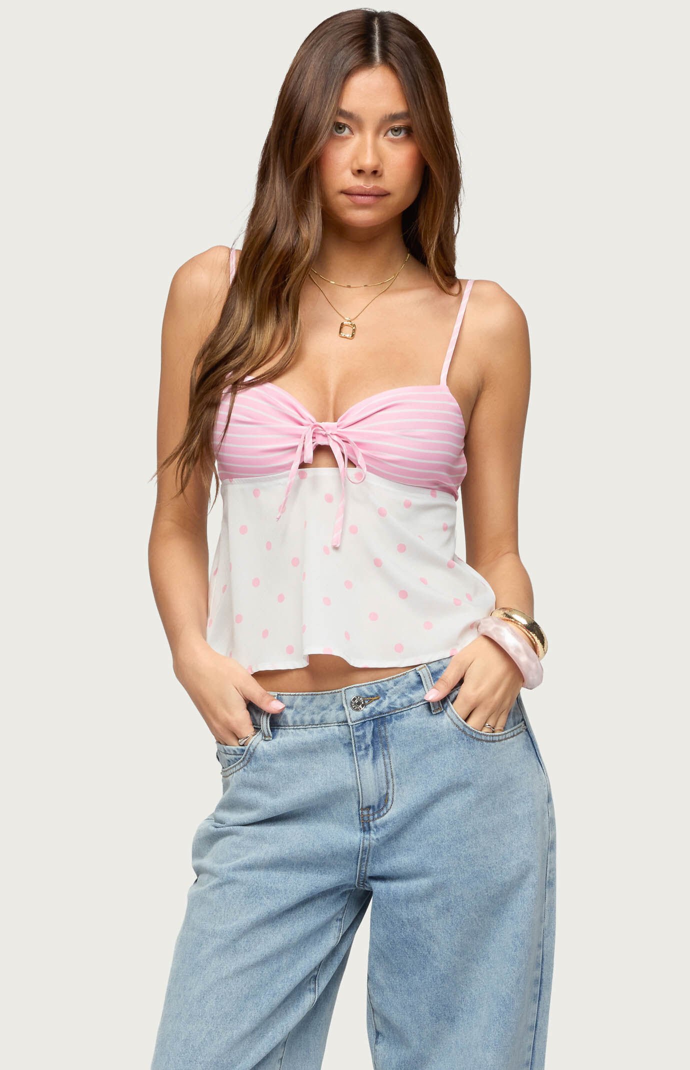 Edikted Tilly Mixed Print Top