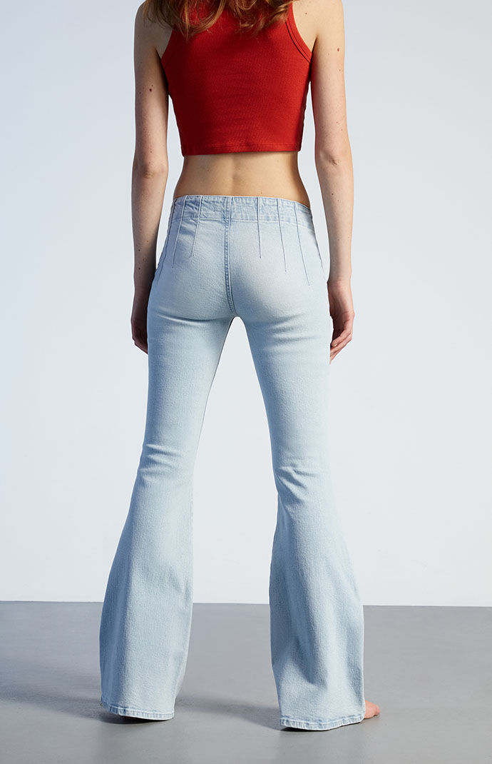 PacSun Light Blue Seam Low Rise Flare Jeans | PacSun