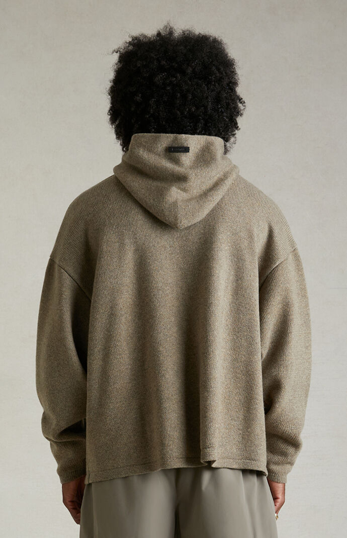 Fear of God Essentials Heather Grey Sweater Knit Hoodie | PacSun