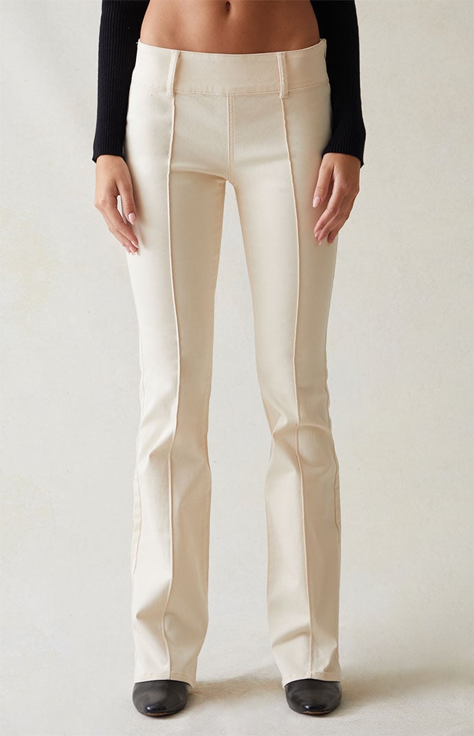 PacSun Stretch Cream Low Rise Flare Pants PacSun