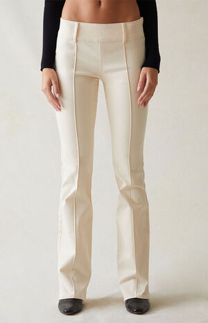 Stretch Cream Low Rise Flare Pants image number 1