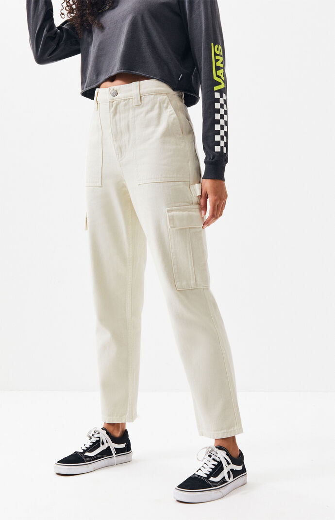 white cargo joggers womens