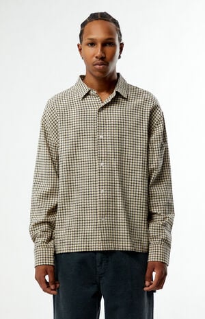 Plaid Cropped Flannel Long Sleeve Shirt