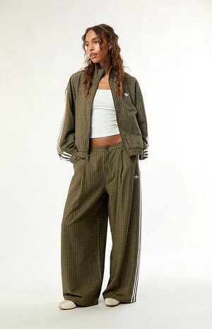 Olive Checks Plaid Track Jacket image number 5