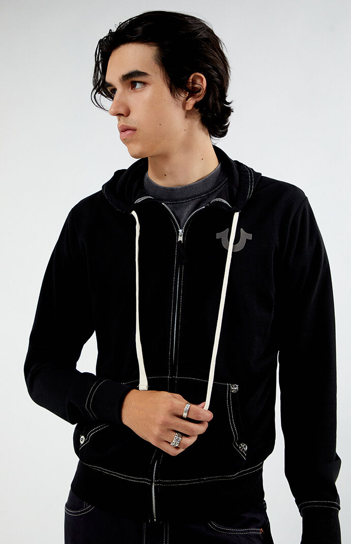 True Religion Big T Logo Full Zip Hoodie | PacSun