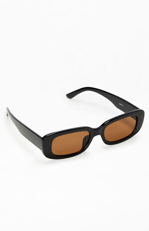 Black Brown Plastic Square Sunglasses