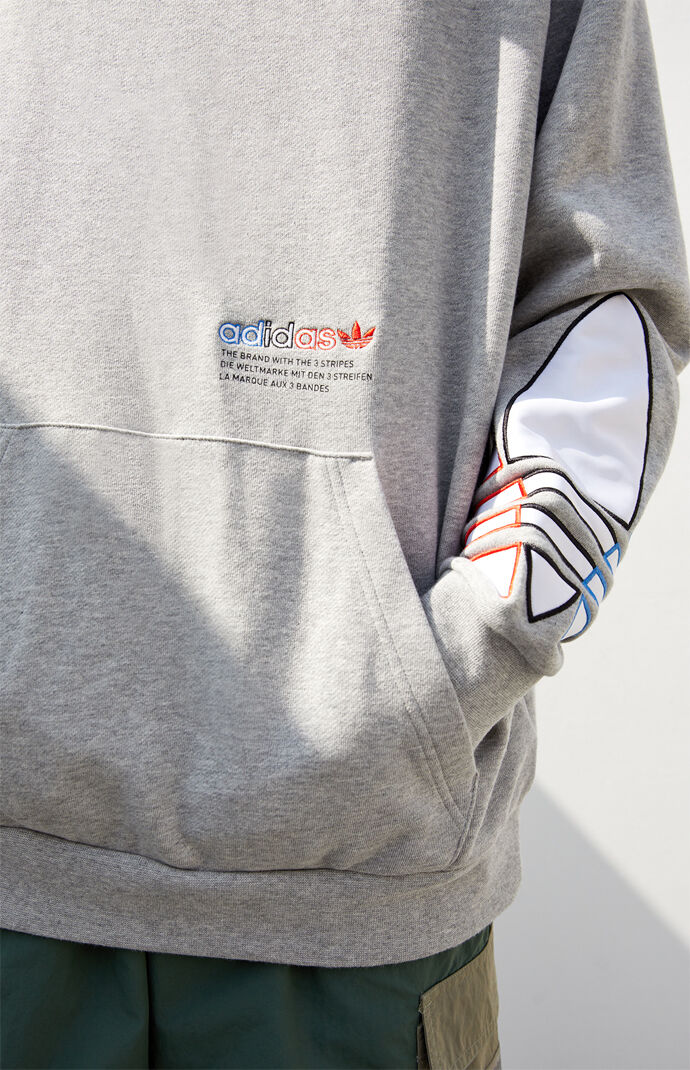 Heather Grey Tricolor Trefoil Hoodie