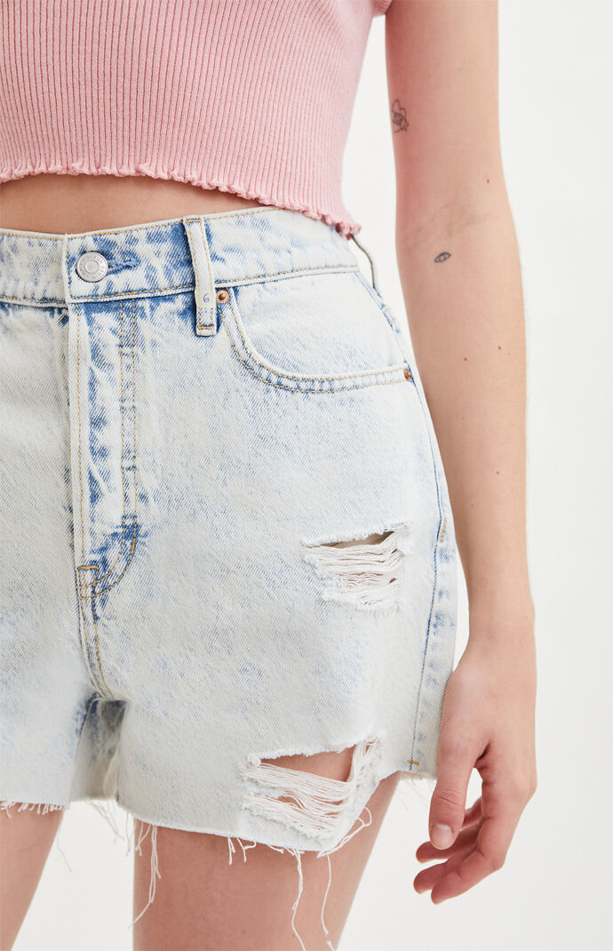 Capri Blue Denim High Rise Icon Shorts