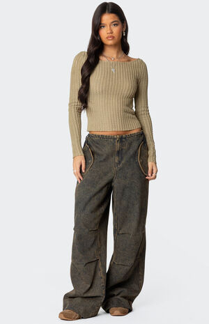 Textured Sheer Boat Neck Top image number 4